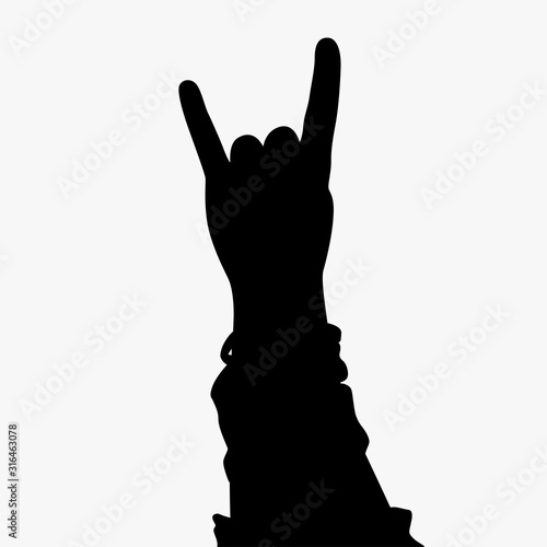 rock hand silhouette on white