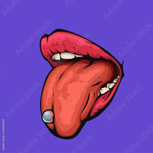 woman mouth stroke on violet