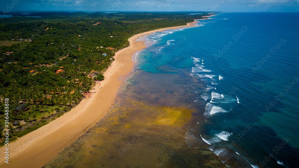 Algodões beach is located on the Maraú peninsula, one of the main tourist destinations in the south of the state of Bahia. Brazil