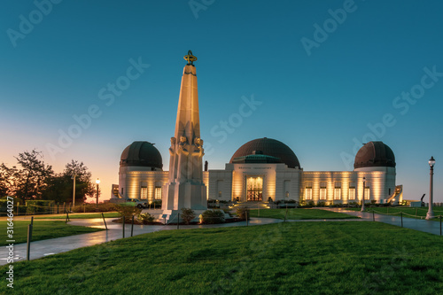 Griffith Observatory at sunrise, near Los Angeles and the Hollywood Bowl