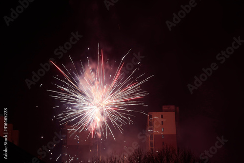 Fireworks over buildings