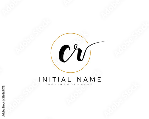 C R CR Initial handwriting logo vector. Hand lettering for designs.