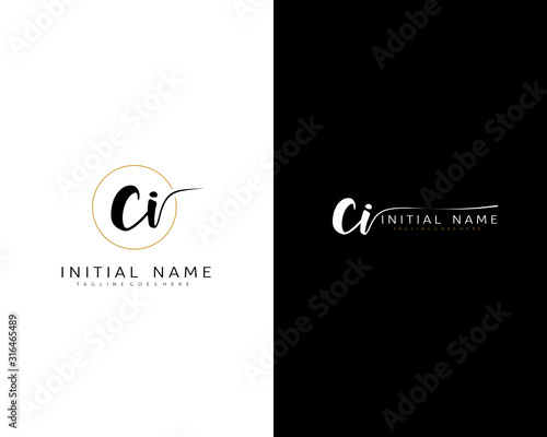 C I CI Initial handwriting logo vector. Hand lettering for designs.