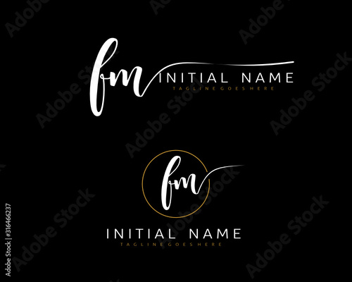 F M FM Initial handwriting logo vector. Hand lettering for designs.