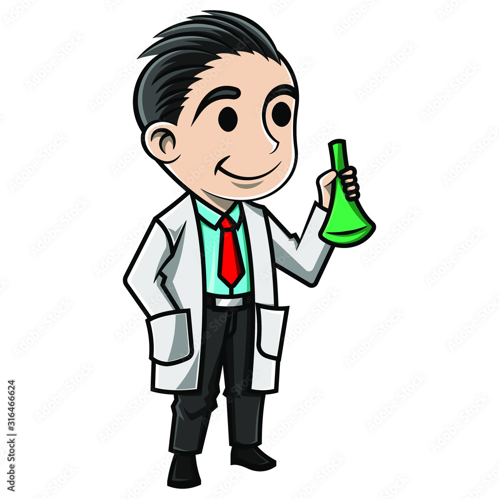 cartoon boy wearing laboratory suits
