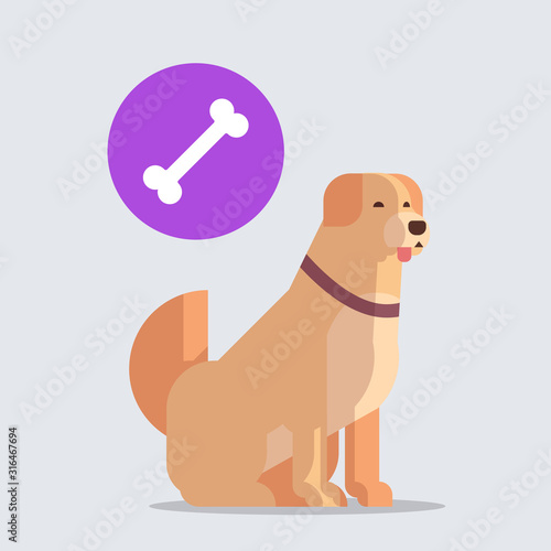 retriever icon cute dog labrador dreaming about bone furry human friends home animals concept full length vector illustration