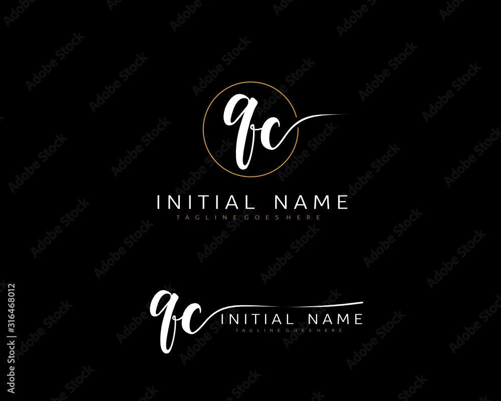 Q C QC Initial handwriting logo vector. Hand lettering for designs. Q C QC Initial handwriting logo vector. Hand lettering for designs.