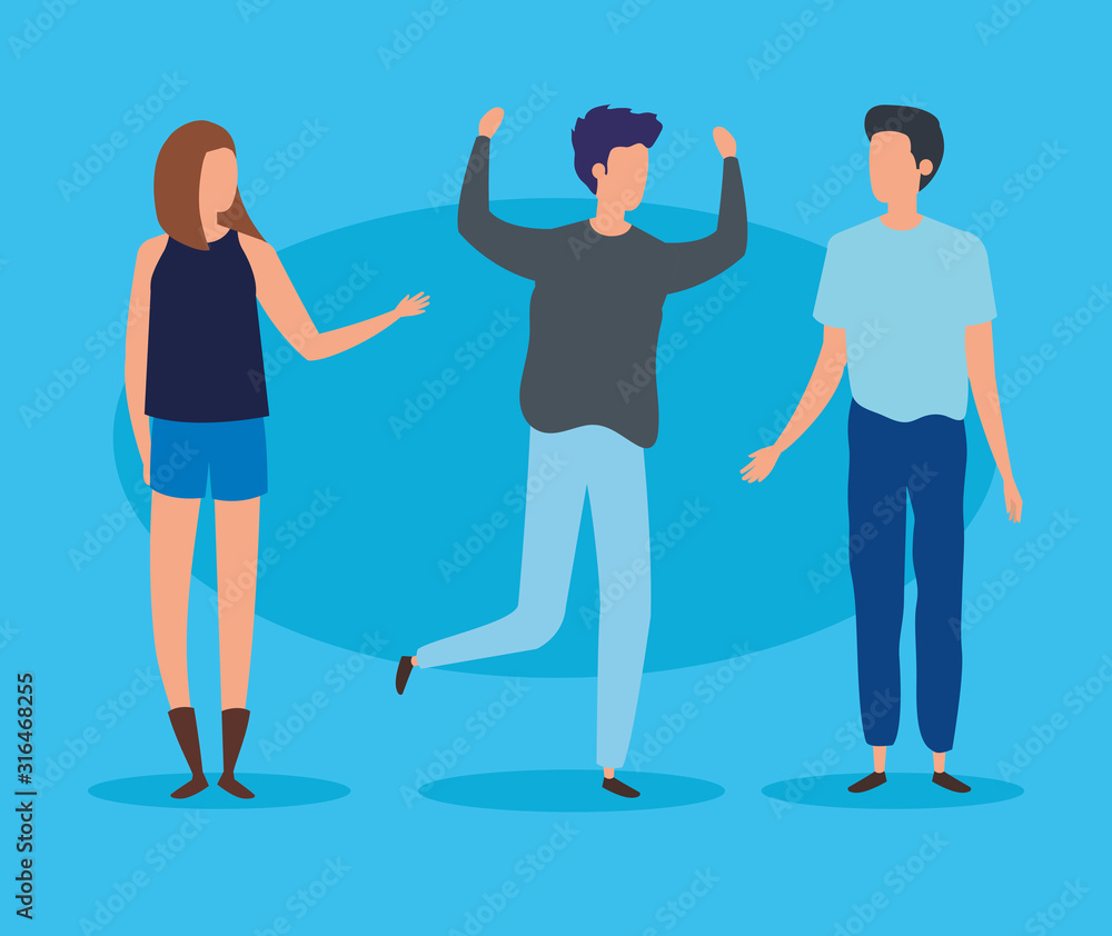 Fototapeta premium group of young people avatar characters vector illustration design