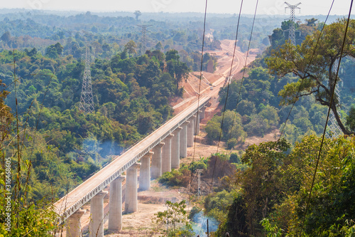 Construction of high speed railroad In Vientiane, Laos