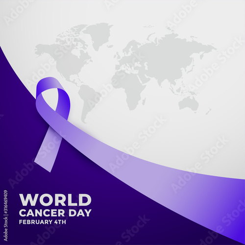 long purple ribbon for world cancer day