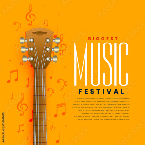 yellow music guitar poster flyer background design