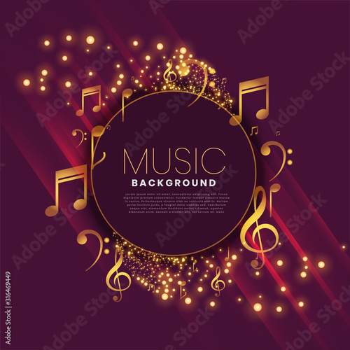 shiny music background with notes and sparkle photo