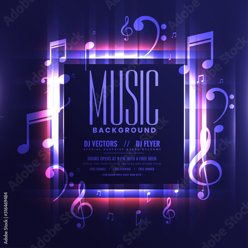 shiny glowing music flyer poster design background
