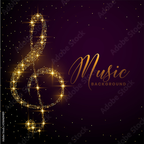 clef note made with golden sparkle background design