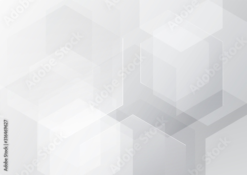 Abstract white and gray hexagonal design of decoration background textures. Use for ad, poster, artwork, template design. illustration vector eps10.