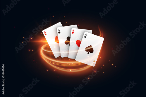 casino playing card with golden light streak