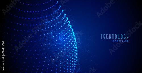 digital technology abstract blue glowing particles background