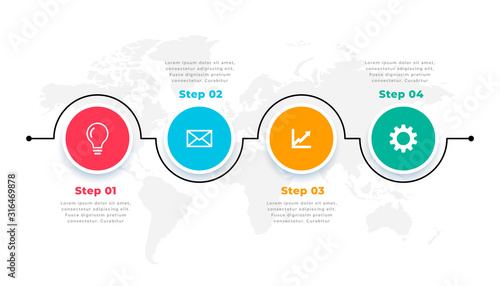 four steps timeline circular infohraphic template design