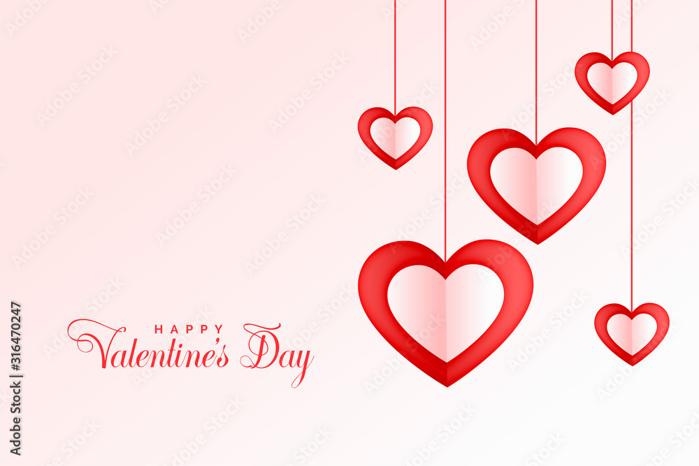 lovely hanging hearts happy valentines day background