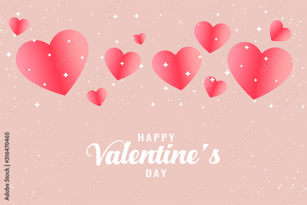 beautiful pink hearts valentines day greeting background