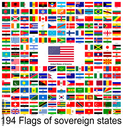 USA, collection of vector images of flags of the world