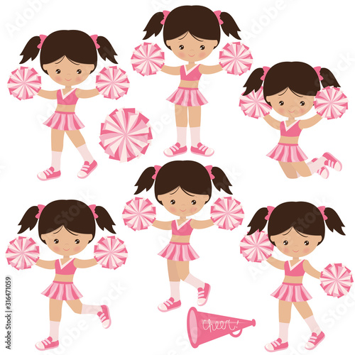 Pretty cheerleader girl vector cartoon illustration