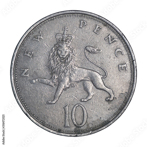 English ten pence from 1969