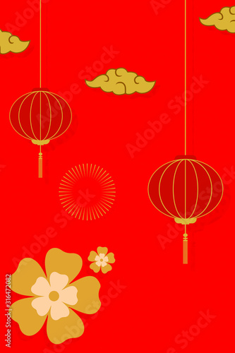 Happy Chinese New Year 2020 year of the mouse. sign for greetings card, flyers, invitation, posters, brochure, banners, calendar. Flat style design. traditional red greeting card illustration