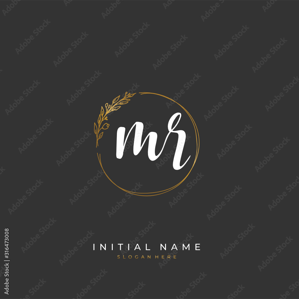 Handwritten initial letter M R MR for identity and logo. Vector logo template with handwriting and signature style. Handwritten initial letter M R MR for identity and logo. Vector logo template with handwriting and signature style.