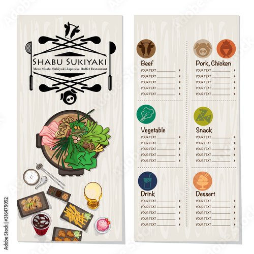 menu shabu sukiyaki restaurant template design graphic objects 