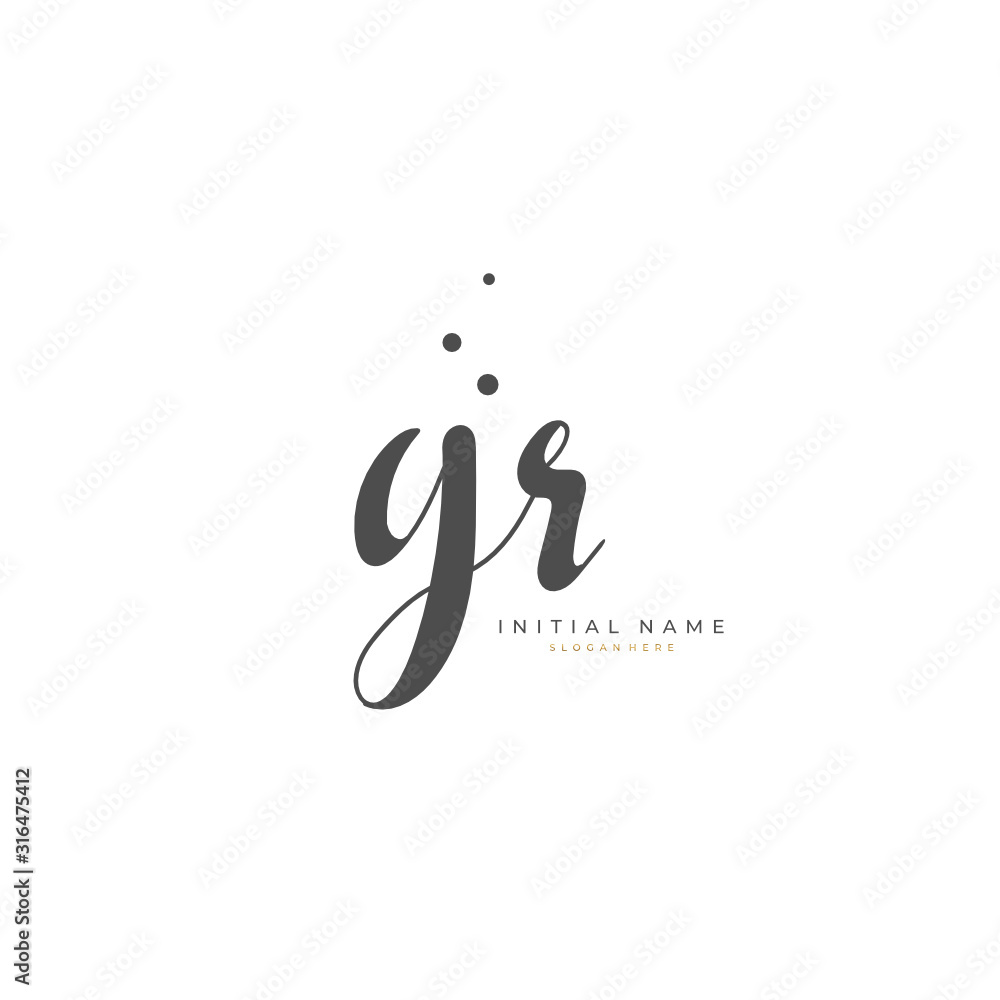 Handwritten initial letter G R GR for identity and logo. Vector logo template with handwriting and signature style. Handwritten initial letter G R GR for identity and logo. Vector logo template with handwriting and signature style.