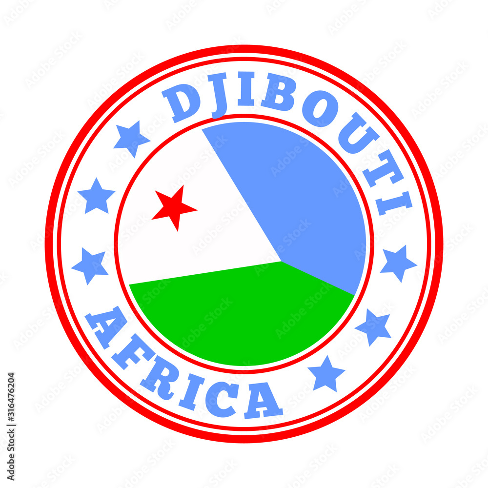 Djibouti sign with flag. Vector illustration of a national emblem. Djibouti sign with flag. Vector illustration of a national emblem.