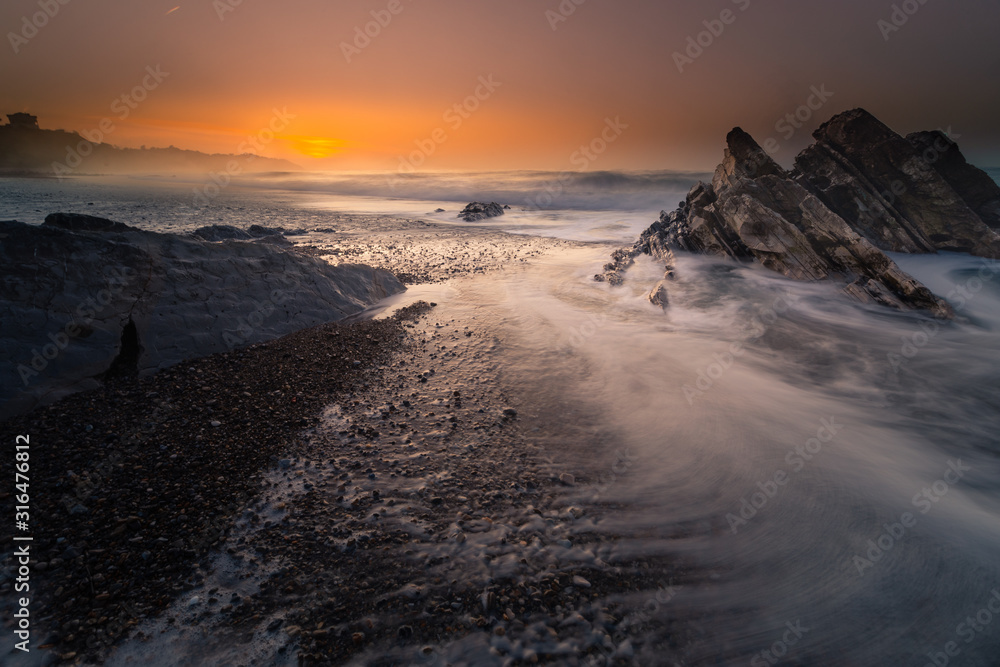 Sunset at Bidart's beach next to Biarritz, Basque Country. Sunset at Bidart's beach next to Biarritz, Basque Country.