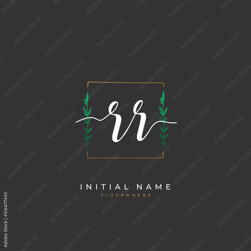Handwritten initial letter R RR for identity and logo. Vector logo template with handwriting and signature style. Handwritten initial letter R RR for identity and logo. Vector logo template with handwriting and signature style.