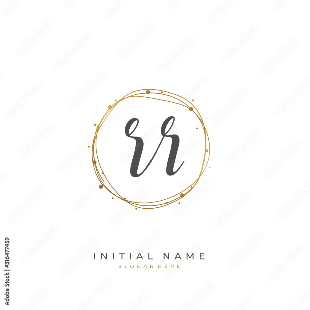 Handwritten initial letter R RR for identity and logo. Vector logo template with handwriting and signature style. Handwritten initial letter R RR for identity and logo. Vector logo template with handwriting and signature style.