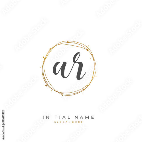 Handwritten initial letter A R AR for identity and logo. Vector logo template with handwriting and signature style.