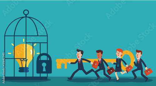 Business people frees the idea. Team work and partnership in business vector concept