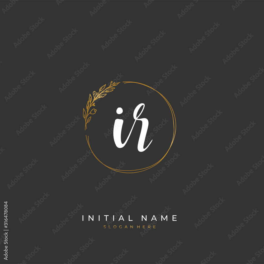 Handwritten initial letter I R IR for identity and logo. Vector logo template with handwriting and signature style. Handwritten initial letter I R IR for identity and logo. Vector logo template with handwriting and signature style.