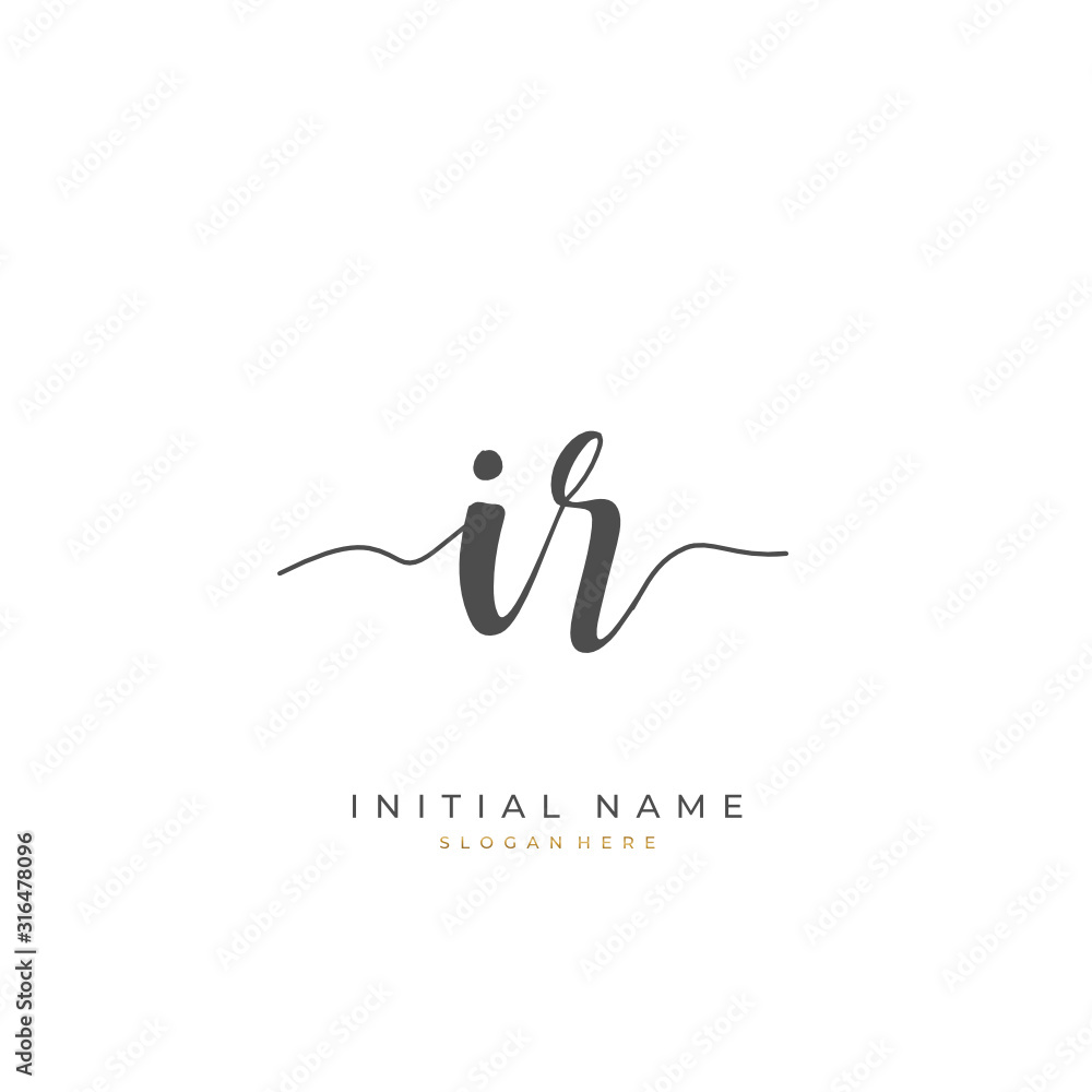 Handwritten initial letter I R IR for identity and logo. Vector logo template with handwriting and signature style. Handwritten initial letter I R IR for identity and logo. Vector logo template with handwriting and signature style.
