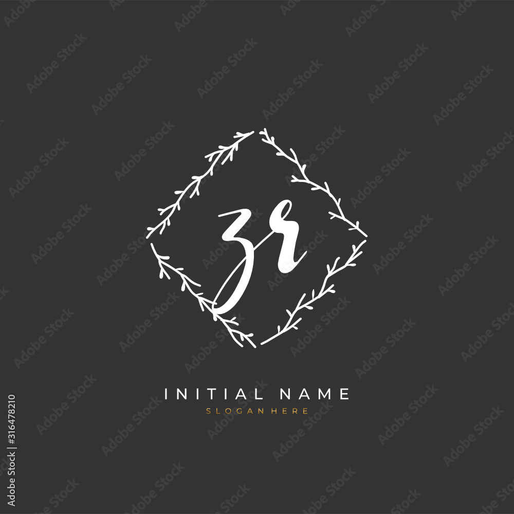 Handwritten initial letter Z R ZR for identity and logo. Vector logo template with handwriting and signature style. Handwritten initial letter Z R ZR for identity and logo. Vector logo template with handwriting and signature style.