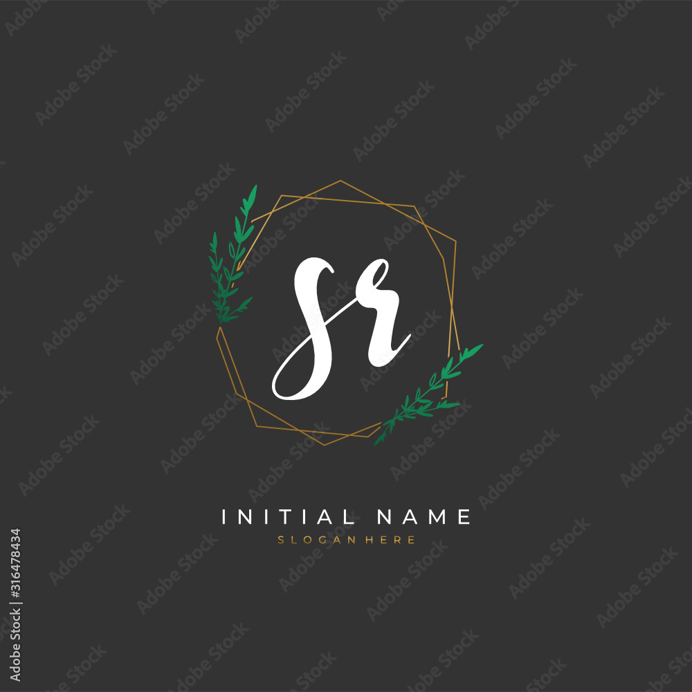 Handwritten initial letter S R SR for identity and logo. Vector logo template with handwriting and signature style. Handwritten initial letter S R SR for identity and logo. Vector logo template with handwriting and signature style.