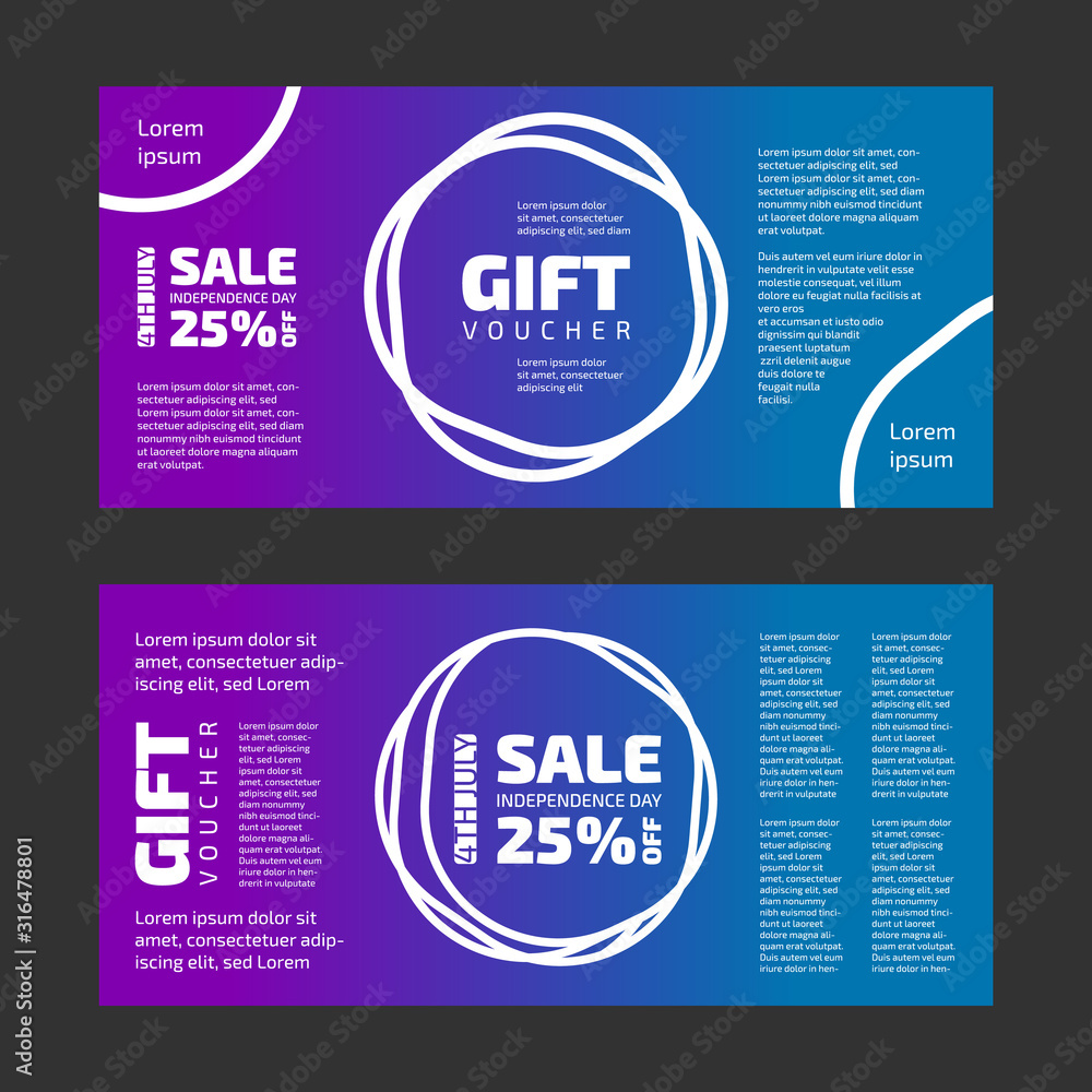 Obraz premium Gift voucher vector set with color background