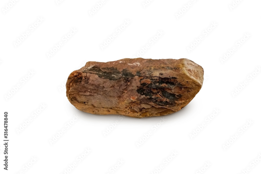 Shale is a very fine grained sedimentary rock. There are mud elements that contain mineral ores with mineral debris. Especially Quartz and Calcite. Shale isolated on white background.