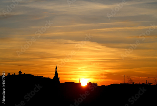 Beautiful photo of the sky sunset in the Moscow Kremlin