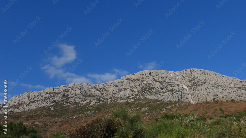Mountain in Croatia Split with blue sky