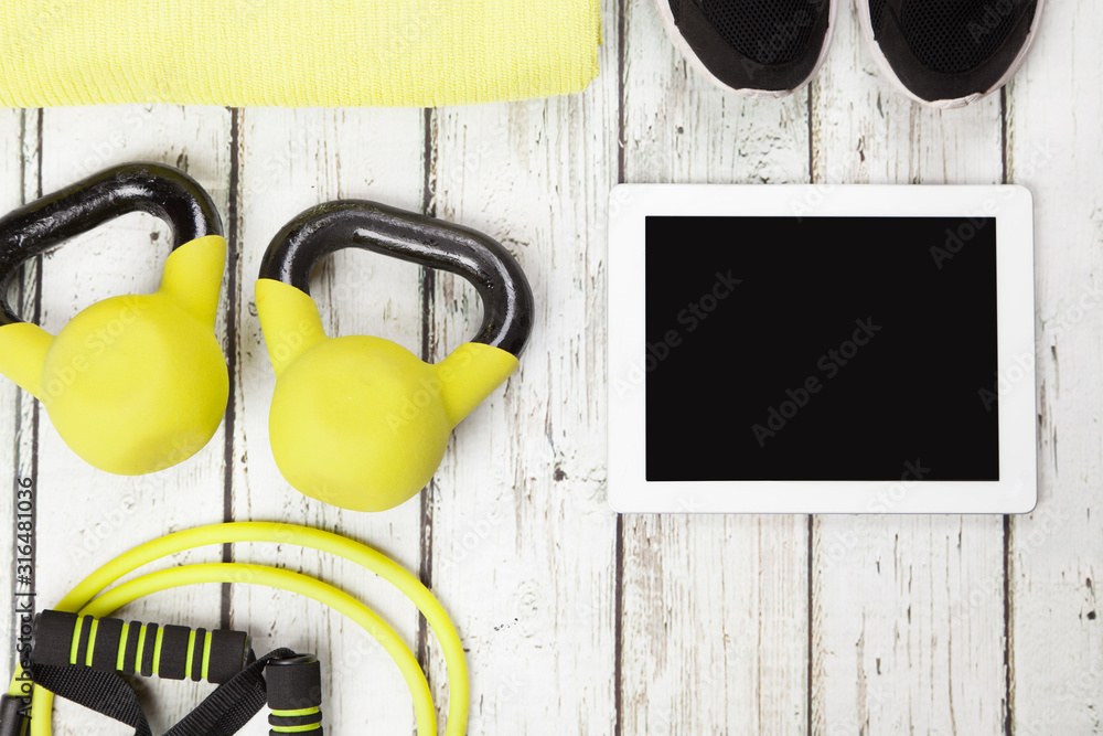Fitness equipment with blank digital pad/ app device 
