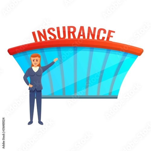 Insurance office building icon. Cartoon of insurance office building vector icon for web design isolated on white background