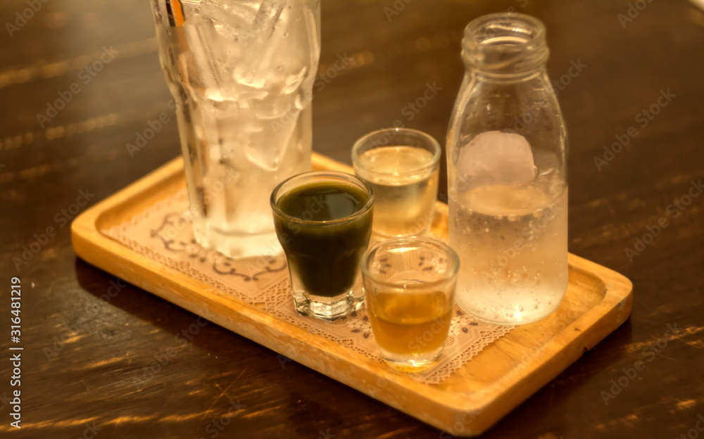 Cold medicinal herb jucie set with soda, Thailand Cold medicinal herb jucie set with soda, Thailand