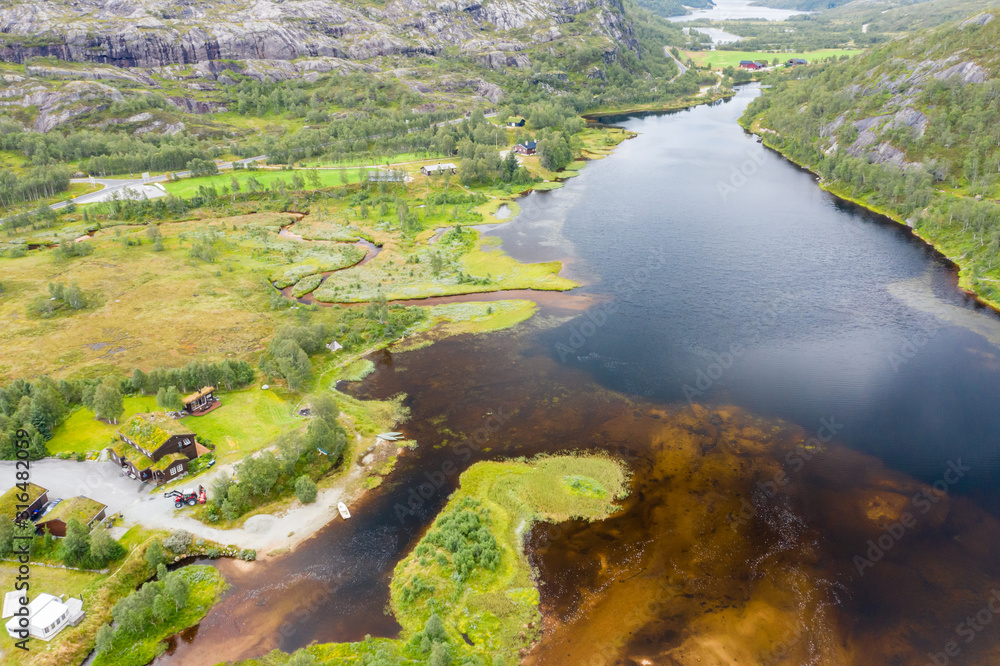 Aerial view of Romarstjodn Lake,Suleskarvegen Tjorhom Norway