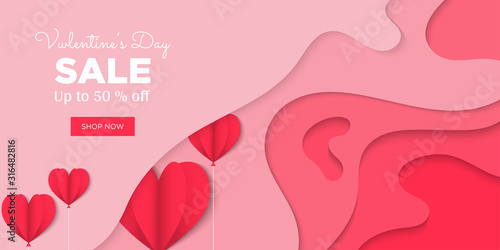 Valentines day sale background with Heart . illustration.Wallpaper.flyers, invitation, posters, brochure, banners for advertising. - Vector